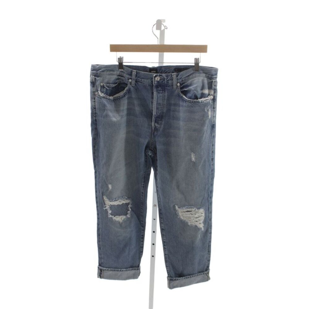 Edwin Womens Tapered Distressed Blue Jeans High Rise Inseam 25 Size 34